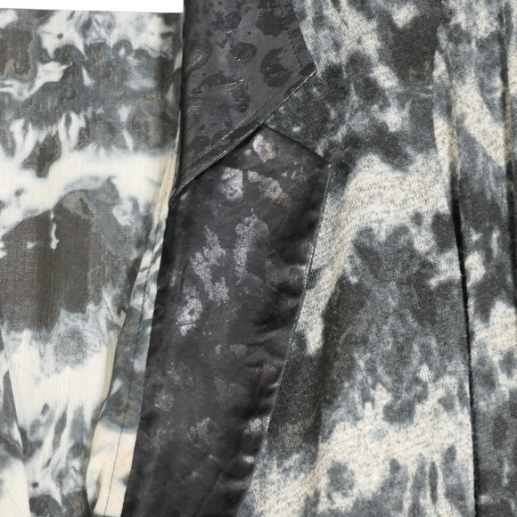 Alberto Makali Gray Cardigan Sweater Women Large Shiny Collar Sheer Knit Chic - Picture 4 of 11